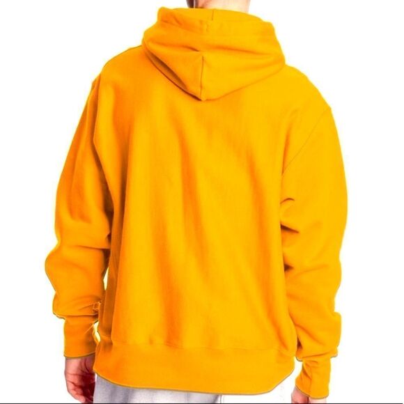 CHAMPION REVERSE WEAVE HEAVYWEIGHT LOGO HOODIE SWEATSHIRT IN GOLD UNISEX SMALL - Picture 5 of 10